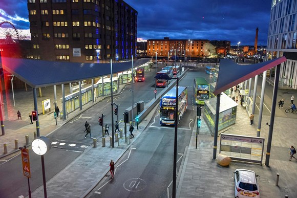 Aerial picture of Liverpool ONE bus terminus