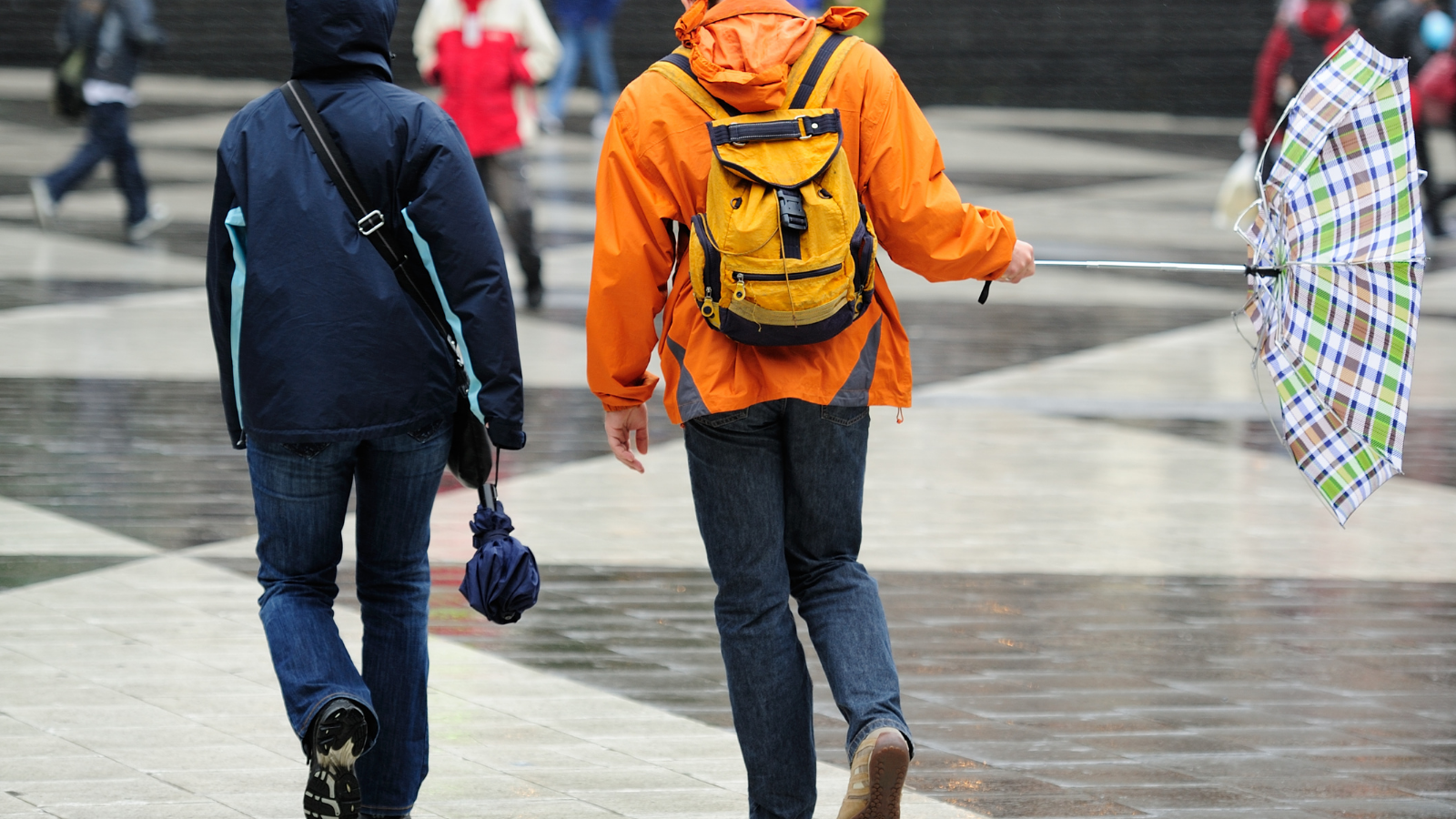 People in stormy weather