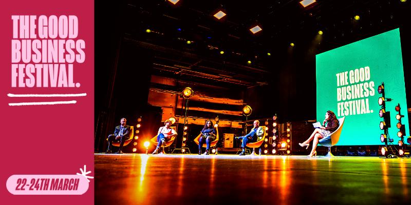 Picture shows delegates onstage at the 2021 Good Business Festival
