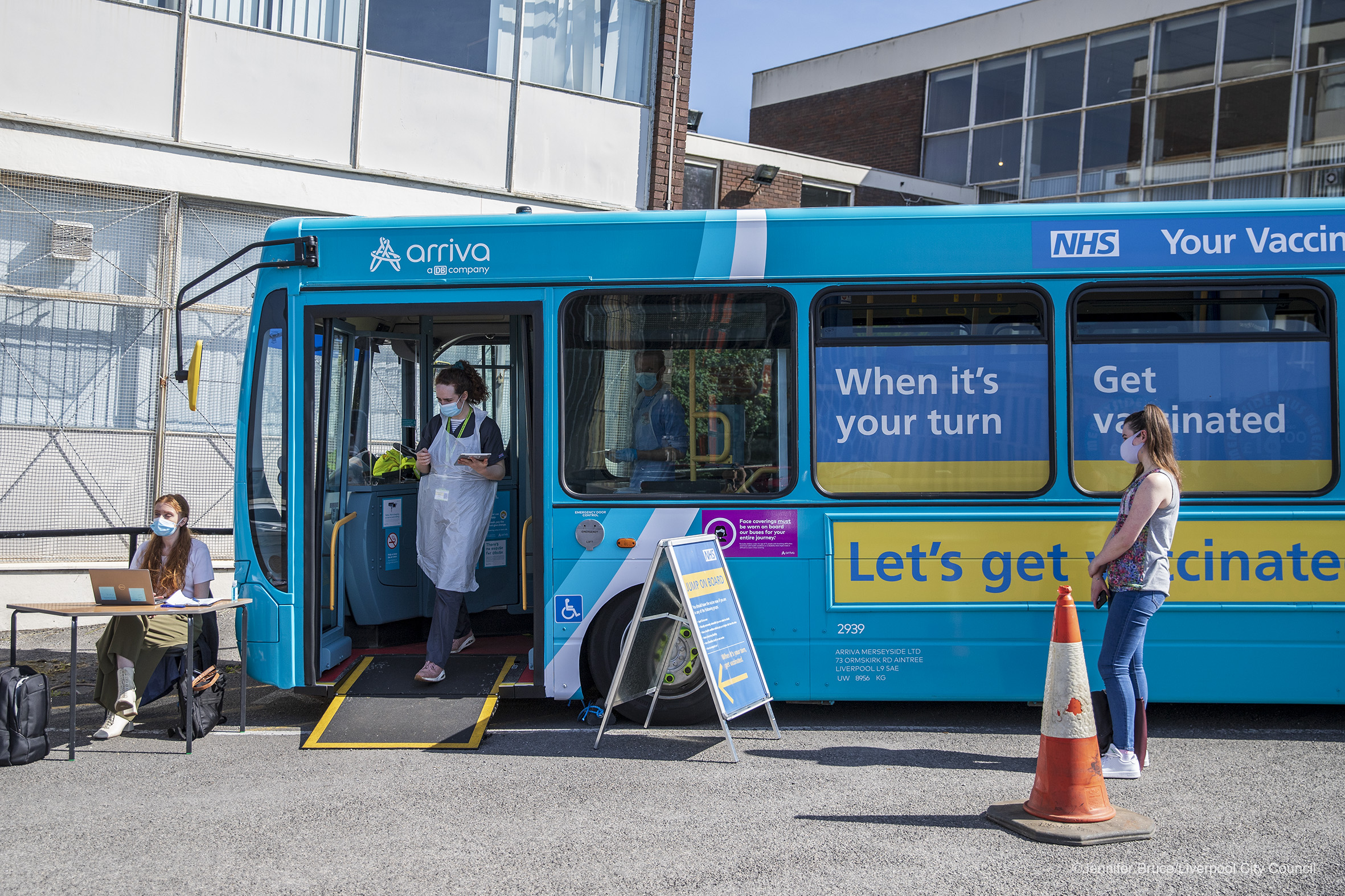 Vaccine Bus in action - with ramp