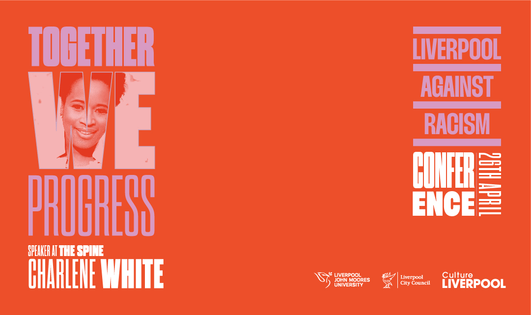 Promotional poster for Liverpool Against Racism featuring TV personality Charlene White