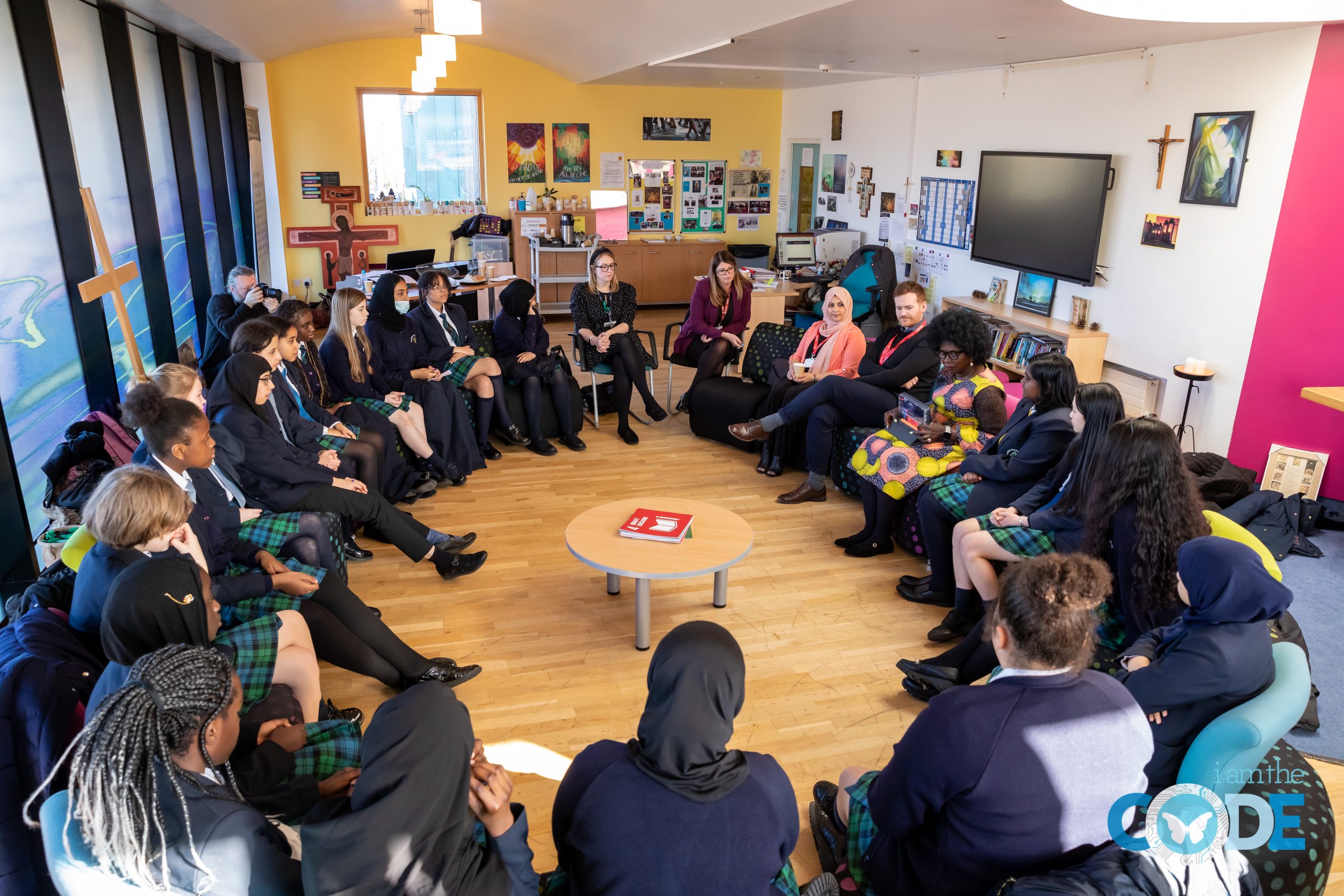Group of pupils in a classroom at St Francis of Assisi School, Liverpool