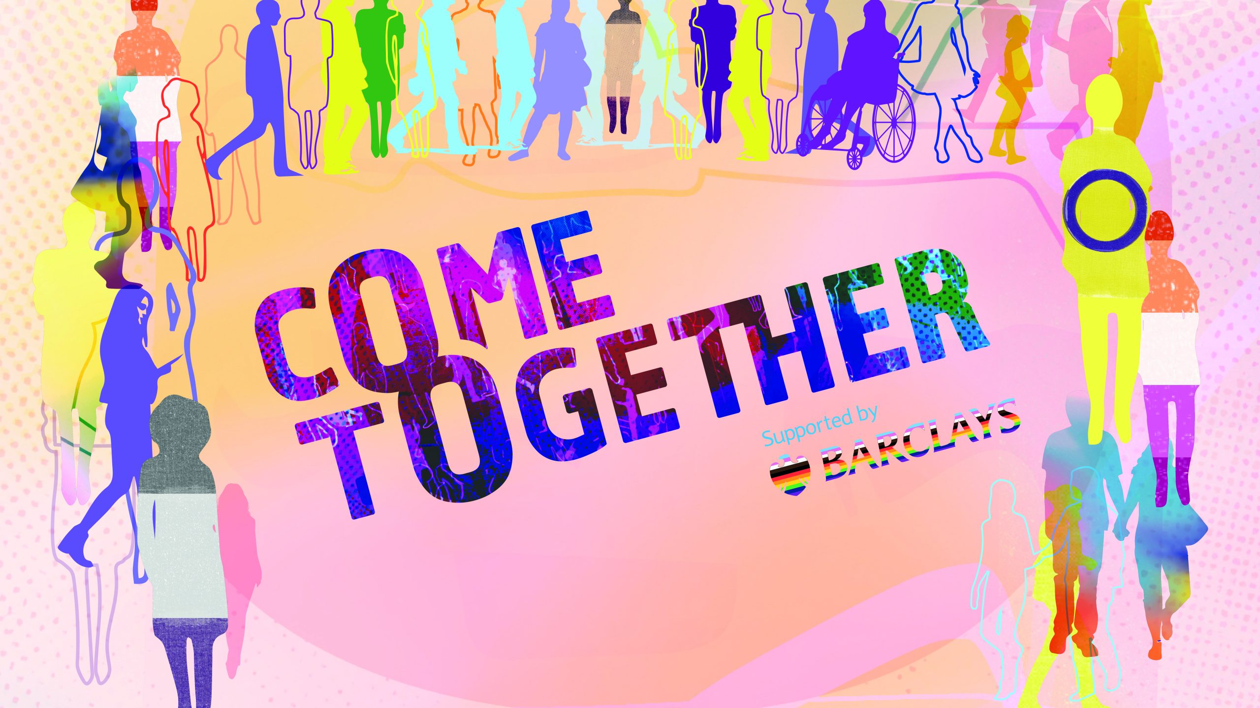 The words Come Together with images of people above it.