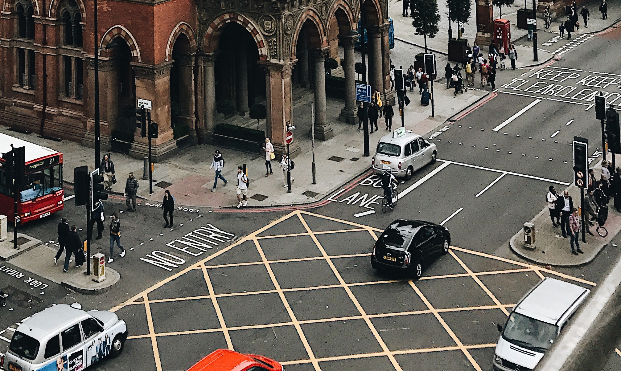 A box junction on a busy road