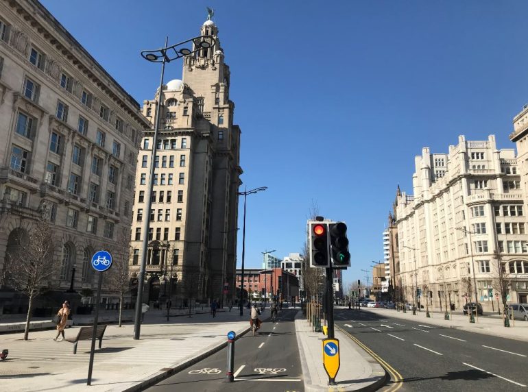New cycle lane and public realm has been installed on The Strand