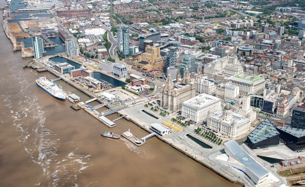 Aerial view of Liverpool waterfront