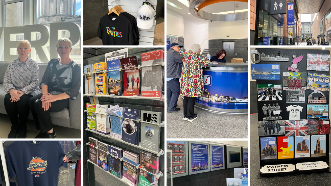 A montage of images from inside Liverpool's Tourist Information Centre and the team at work