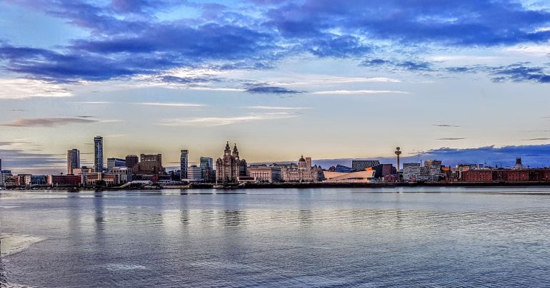 Liverpool's waterfront skyline from the across the River Mersey