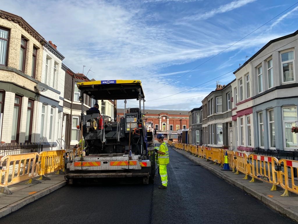 Roadworks in a street in Liverpool