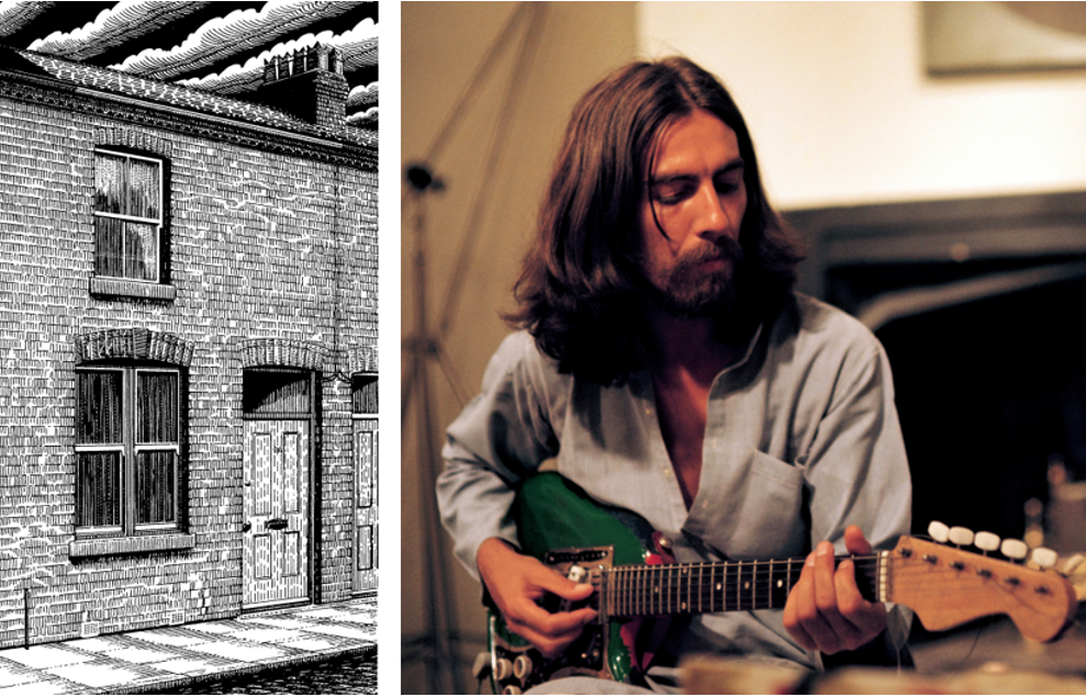 Image credits (l-r): Illustration of 12 Arnold Grove, by Roy Williams © G.H Estate Ltd / © Harrison Family