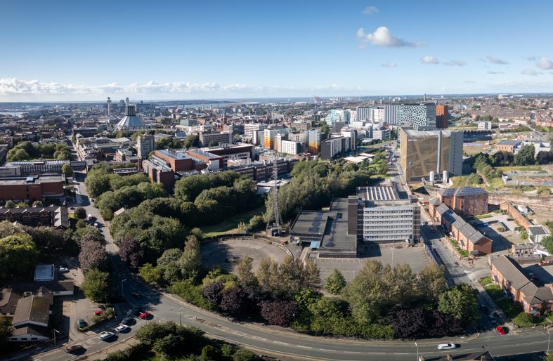 Aerial view of Paddington South in Liverpool