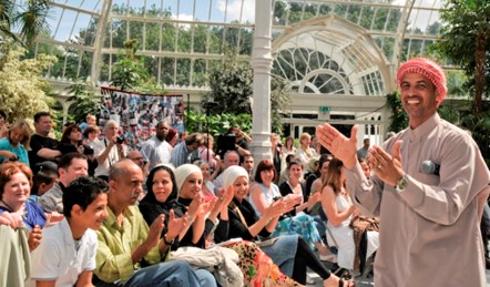 Group of people in the Palm House