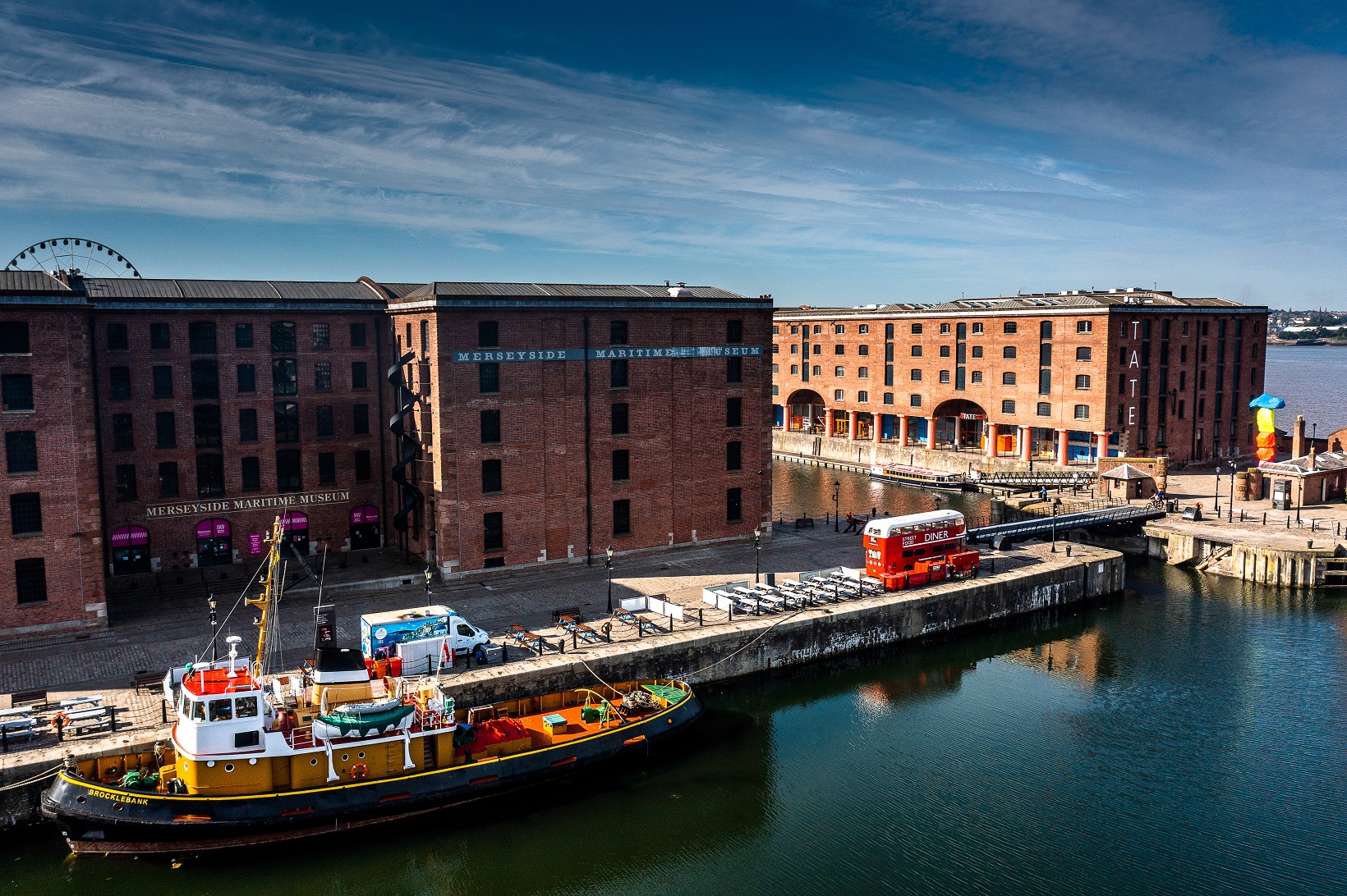 A drone image of a part of Liverpool's waterfront