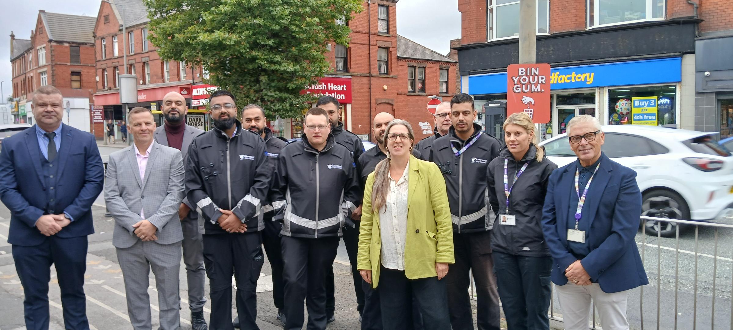 Members of the external enforcement team stood with members from the Council